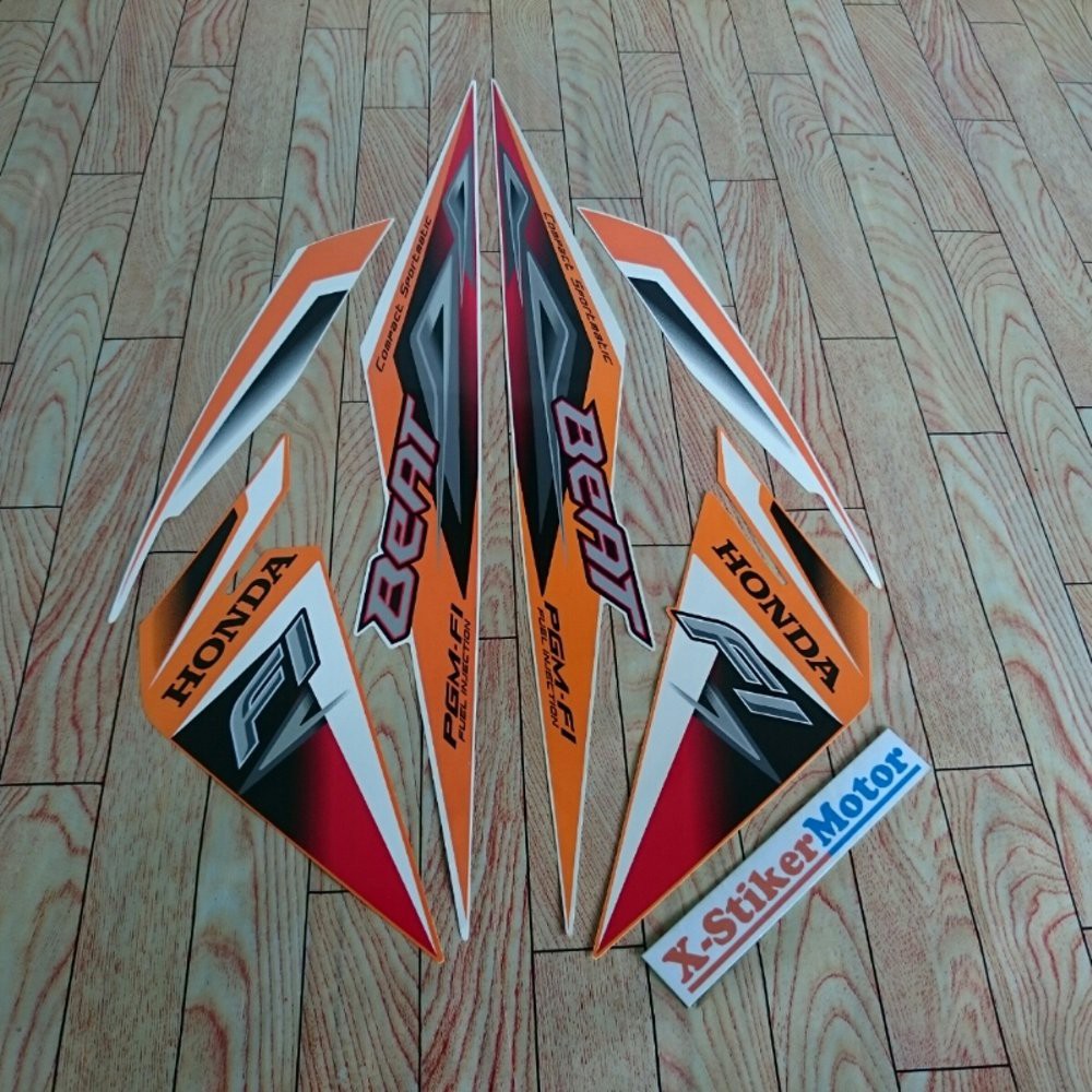 Variasi Stiker Striping Stiker Motor Beat Fi 2013 Putih Orange Shopee Indonesia