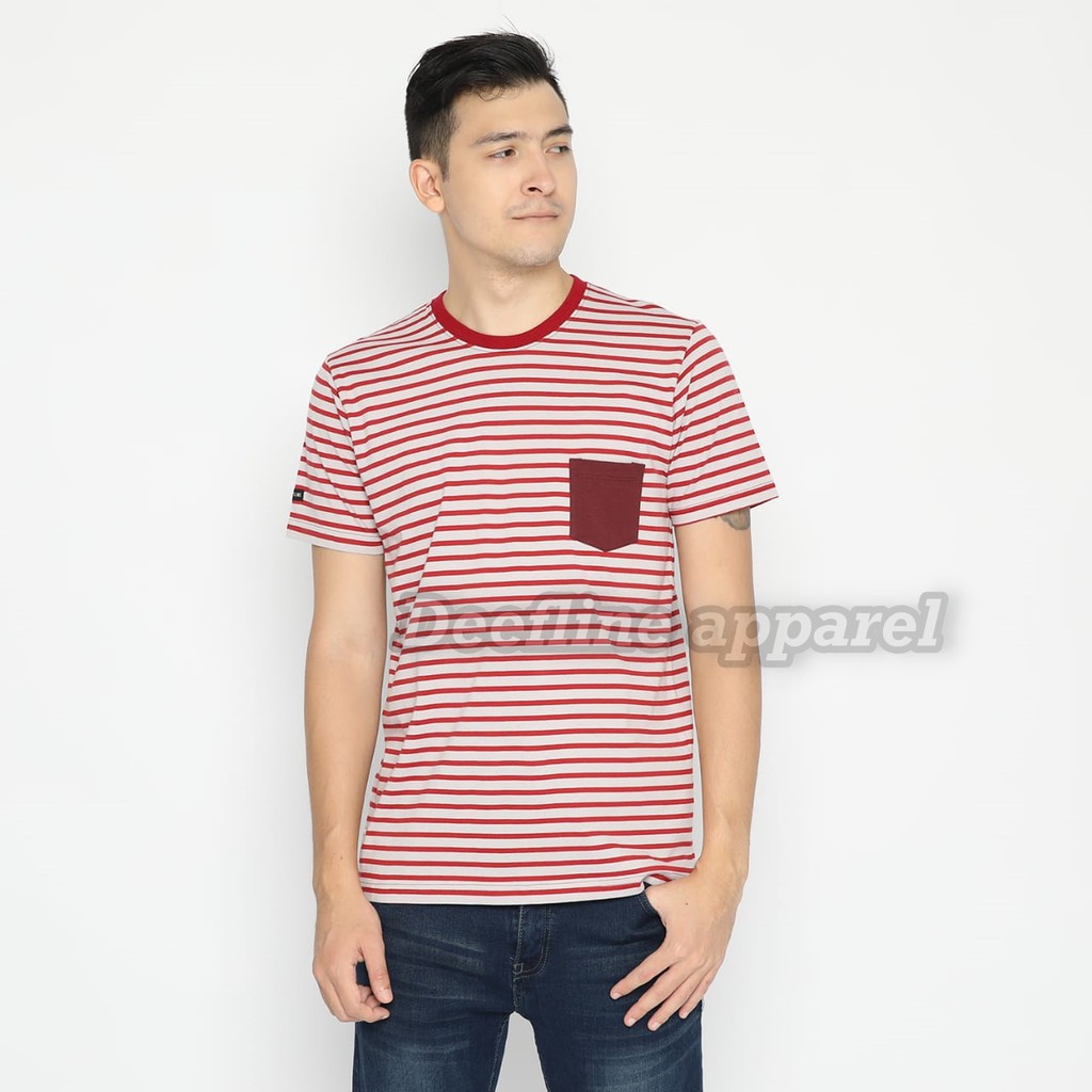 Deefline T-Shirt Stripe Gazzy Maroon Pocket