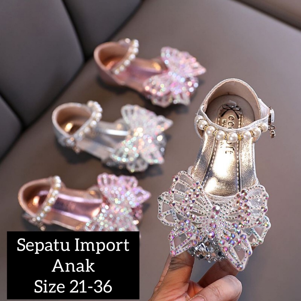 (LOLI-JKT) SP-FPS SEPATU FLAT PESTA ANAK CEWEK MODEL KUPU2 SIZE 21-36