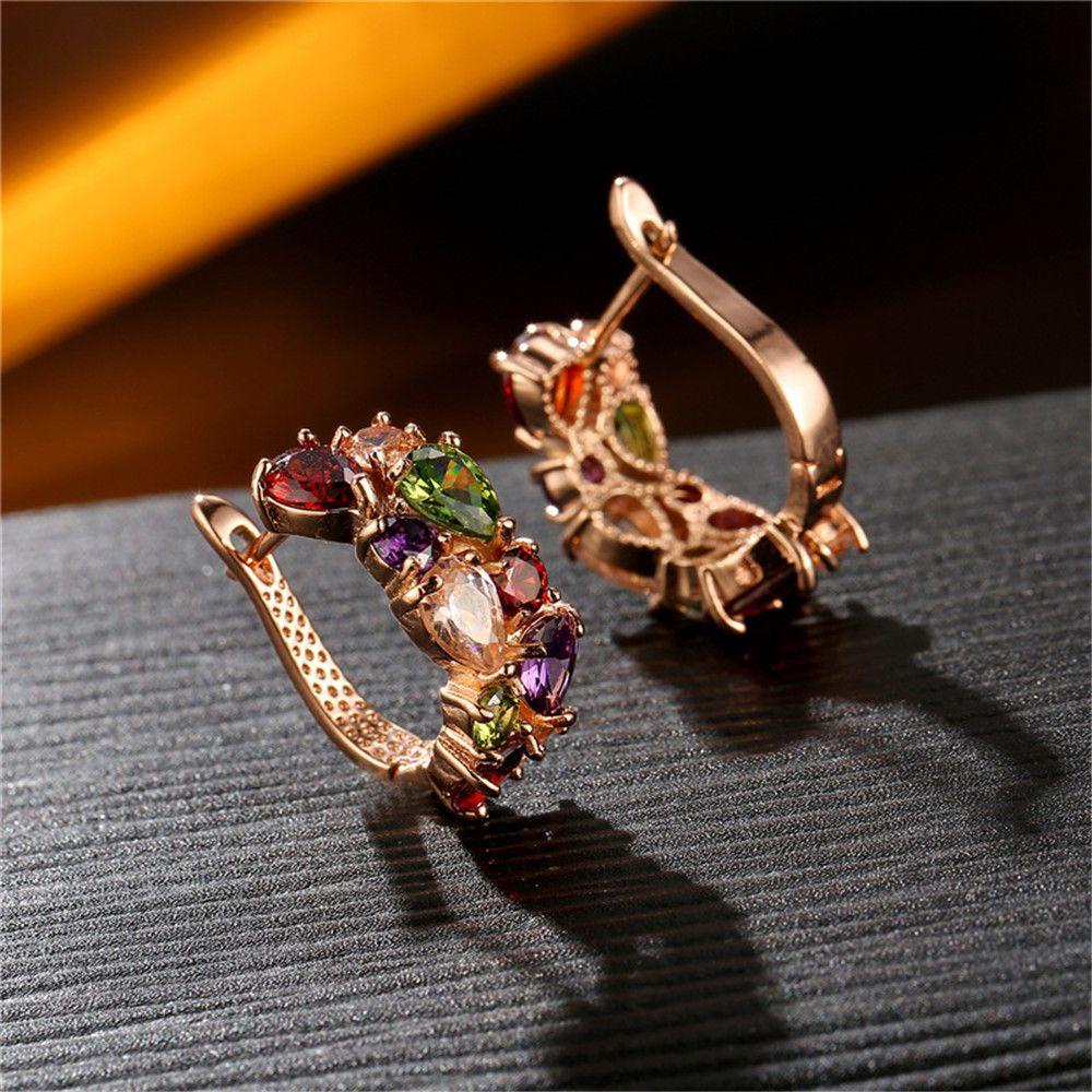 Lily Wanita Anting Elegan Fashion Hadiah Hari Valentine Kristal Zirkon