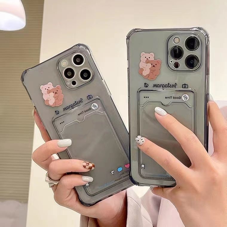 Soft Case Silikon TPU Transparan Motif Beruang Untuk IPhone 13 12 Mini 11 10 Pro XS Max X XR 8 7 6 6S Plus SE 2020