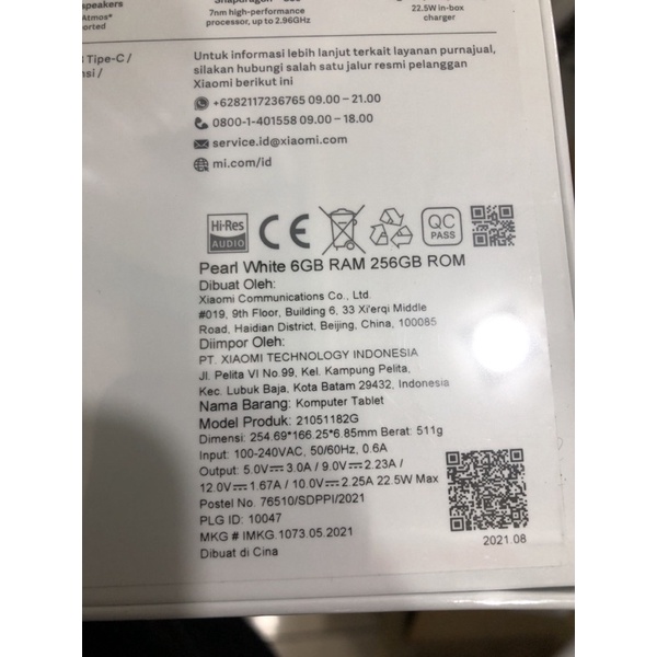 xiaomi pad 5 6/256 grs resmi no repack new100%-Putih