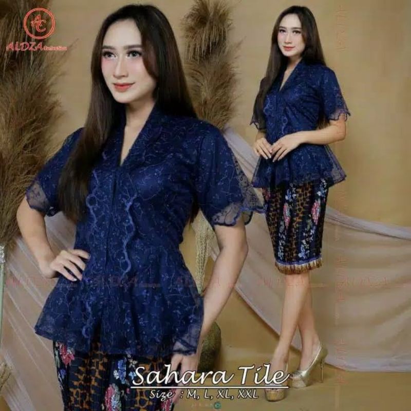 REAL PICT SETELAN SAHARA TILLE/FLOY TULLE LENGAN PENDEK/KEBAYA TULLE PREMIUM