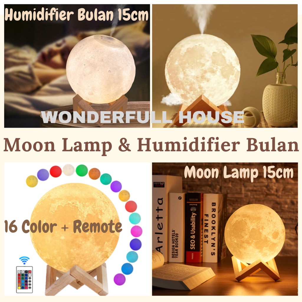 Lampu Tidur Bulan 15 Cm Moon Lamp Humidifier Bulan Pelembab Lampu Unik