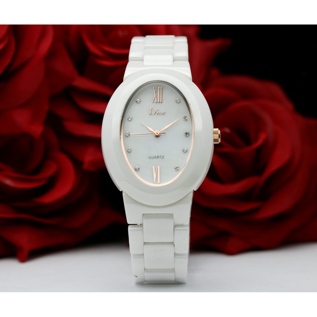 Jam Tangan Wanita Dior Keramik Premium Tali Rantai Keramik