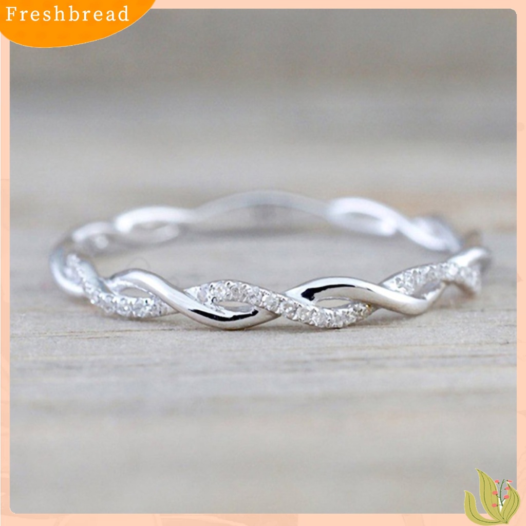 [TERLARIS]Women Ring Twisted Shape Rhinestone Inlaid Alloy Electroplate Finger Ring Jewelry for Engagement