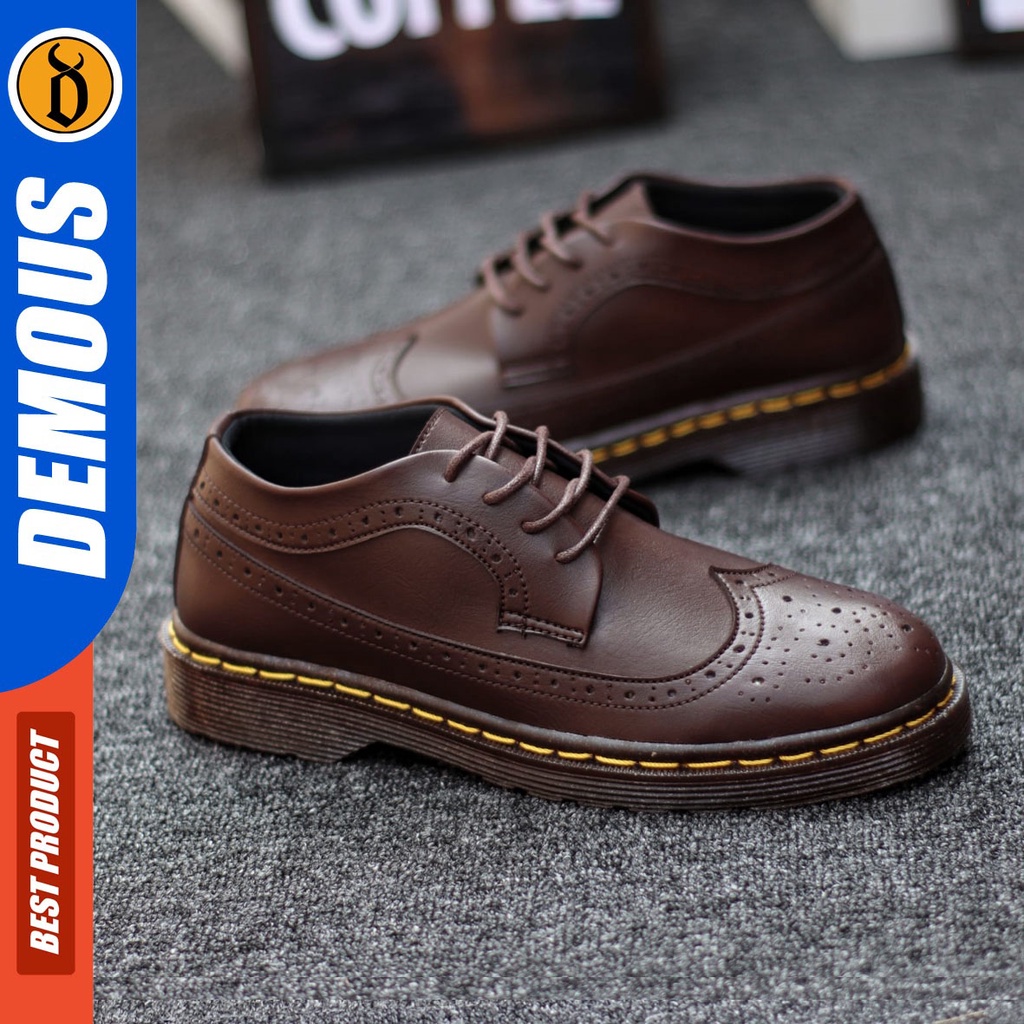 DEMOUS Wingtif - Sepatu Formal Pria Pantofel Kerja Docmart Oxford Original