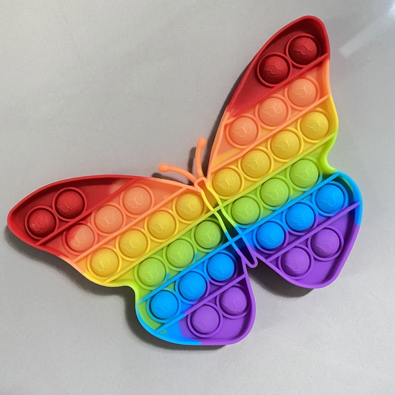 Pop It Fidget Toy Murah Rainbow Mainan Anak Penghilang Stress Tiktok-Kupu Rgb