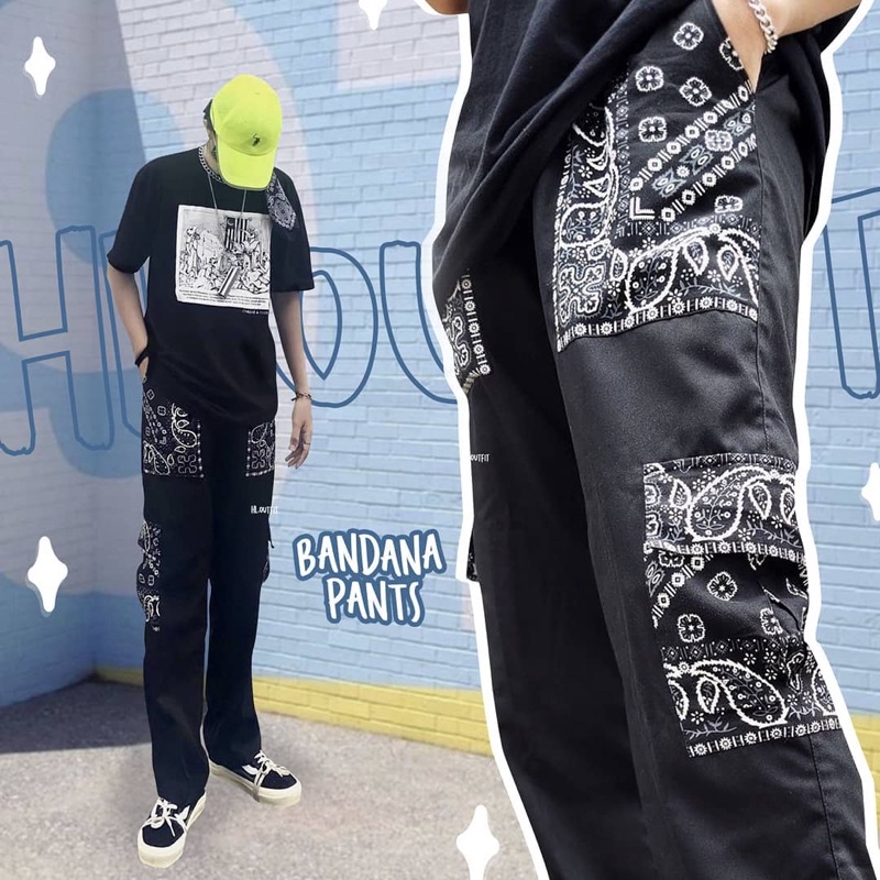 celana motif bandana celana panjang celana pria wanita viral celana bandit bandana motif kombinasi