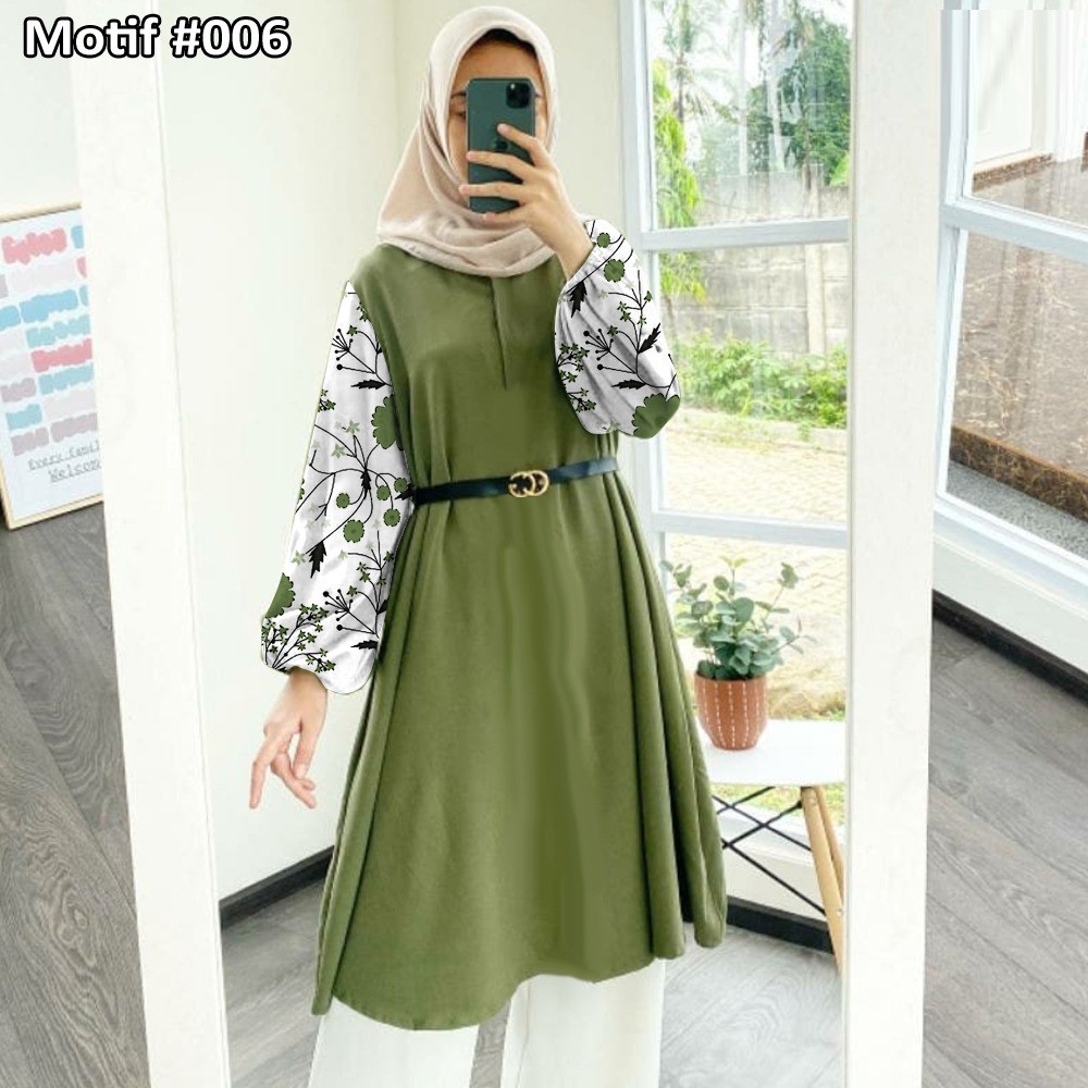 Tunik Jumbo - Gamis Wanita Kekinian - Baju Atasan Wanita - Bungaz Motif Gabungan - Lexoir-Bungaz 006 TNI