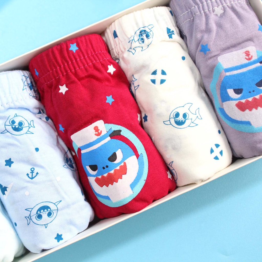 SET Celana Dalam Anak Laki Laki 5 Pcs Box Baby Shark Celana Dalam Anak Cowok Katun Impor Kolor Anak Cowo Baby Shark