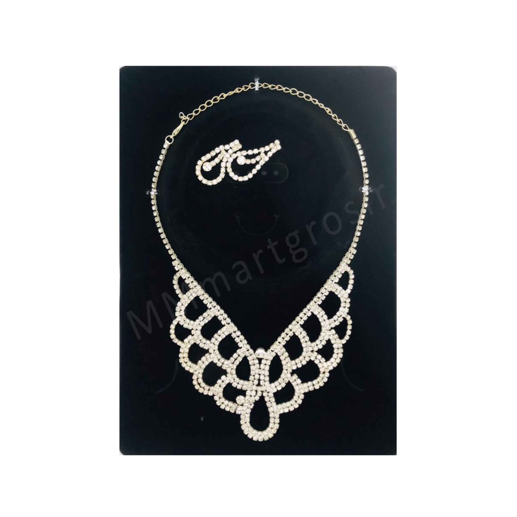 Yinda Kalung 3 / 1 Set Kalung&amp;Anting Permata / Kalung Fashion / Aksesoris