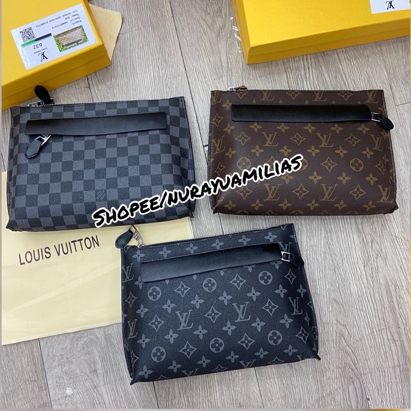 clutch Louis Vuitton import free box clutch pria wanita lv Pouch bag lv