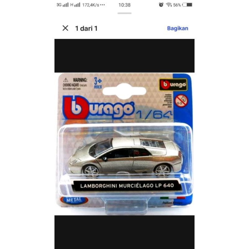 Diecast 1/64 Lamborghini Murcielago abu abu