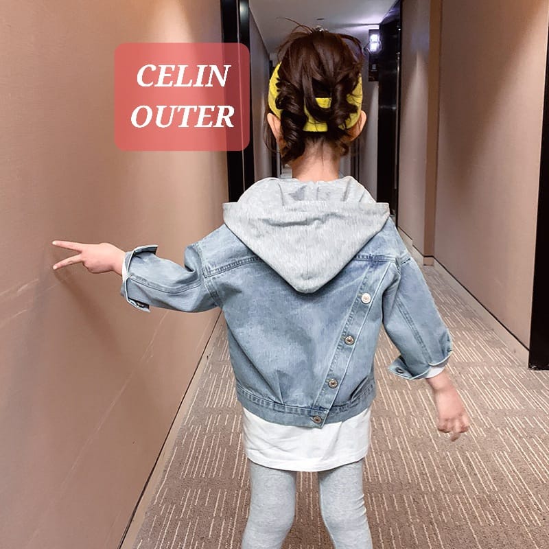 CELIN HOODIE OUTER JAKET JEANS DENIM ANAK REMAJA PEREMPUAN KOREA IMPOR