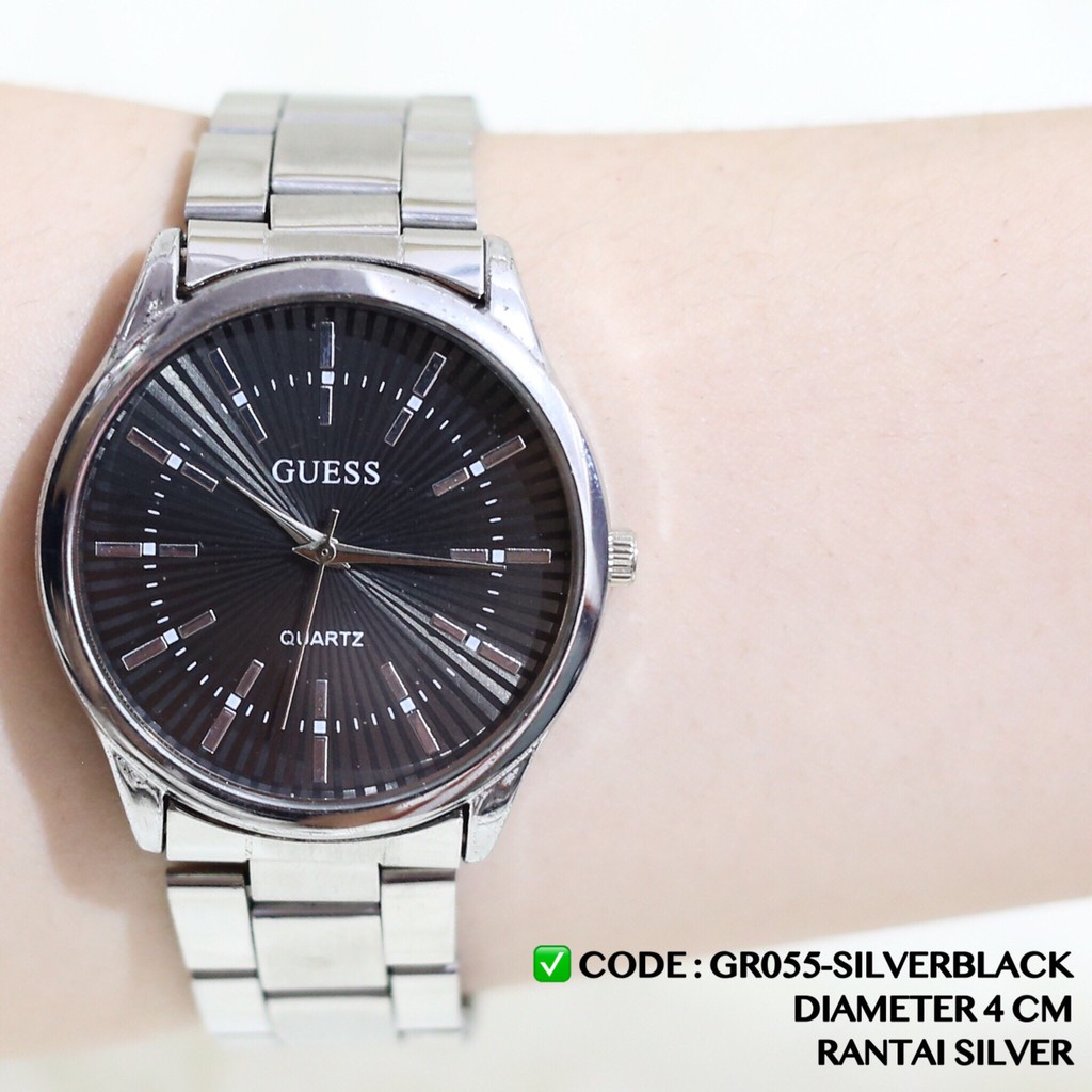 Jam tangan rantai pria dan wanita casual tali stainless grosir ecer free baterai analog GR020 GR035 GR055