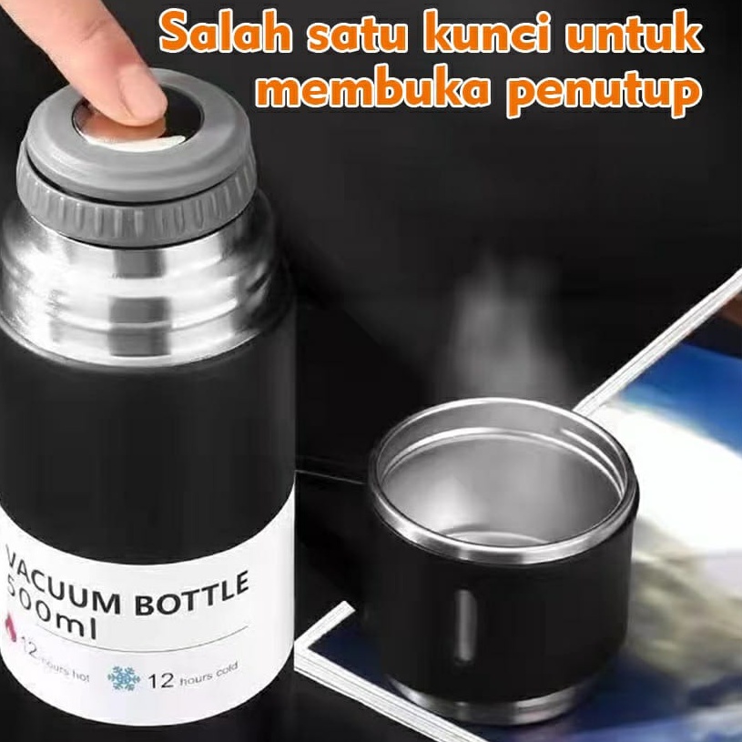 VB3 - Travel Termos Vacuum Bottle Premium Cangkir Set 500ml Gratis 3 Cangkir 500ml