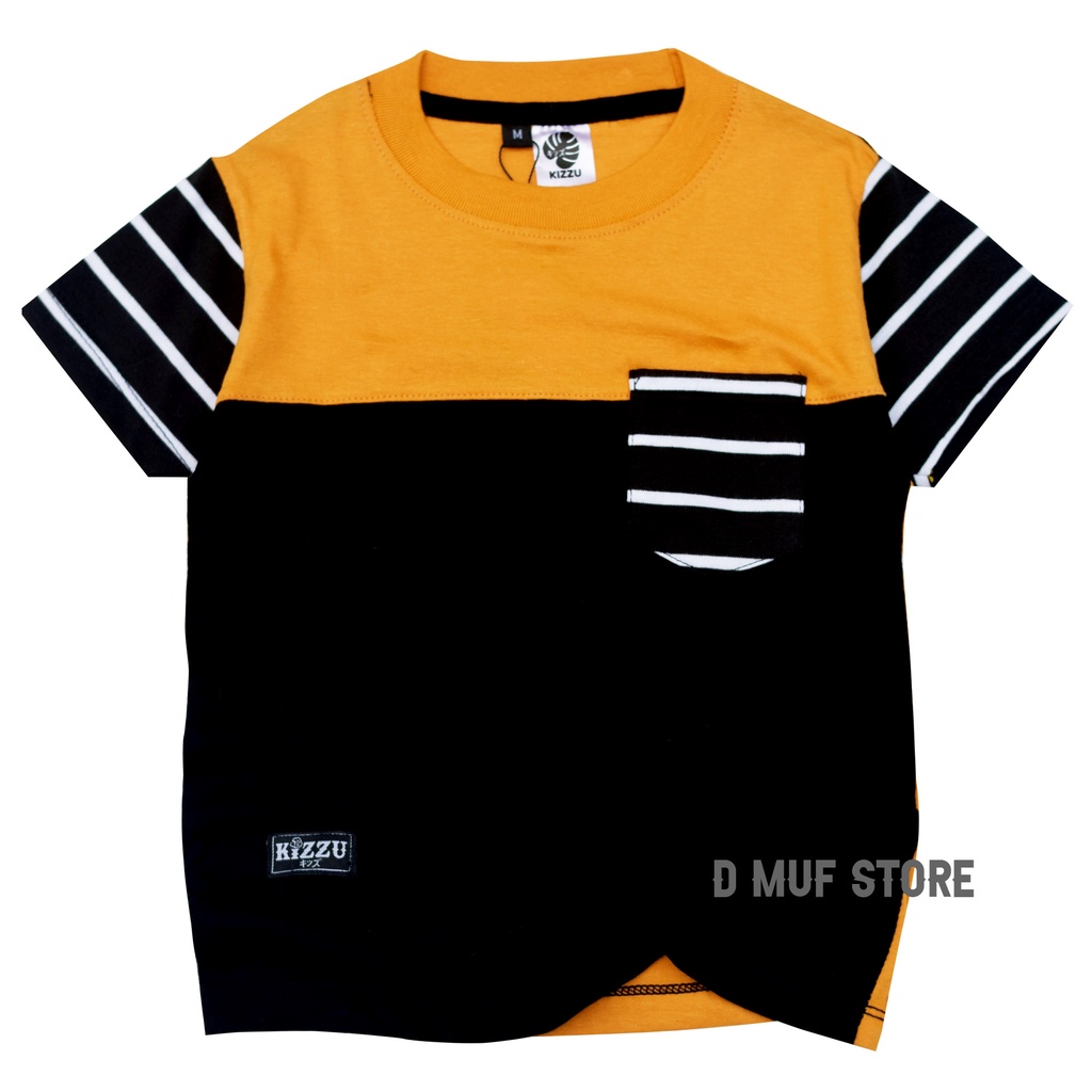 Kizzu Kaos Anak Premium Cotton 30s Usia 1-12 Tahun APK Kuning Hitam- dmufstore