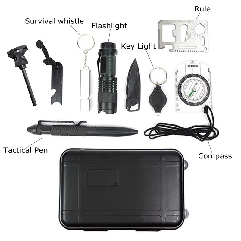 Peralatan Survival Multifungsi 9 in 1 - Black