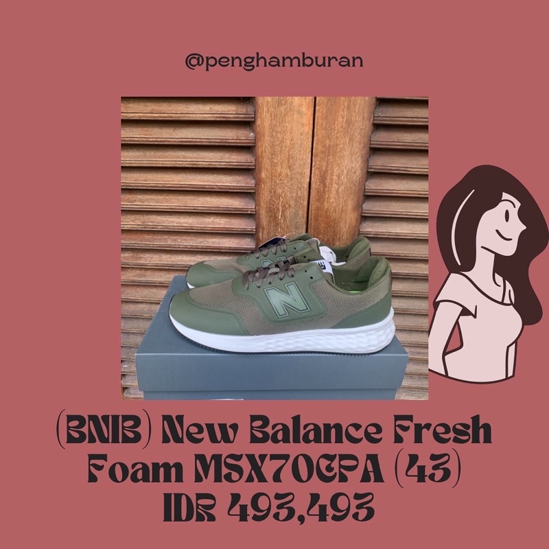 Sepatu New Balance Fresh Foam MSX70CPA Green Army Original BNIB Jakarta Surabaya Medan Palembang Gunung Sendal Running Golf Tennis Sekolah Dewasa Anak