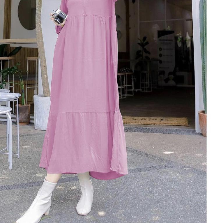 ➺ MARITA TUNIK MIDI DRESS POLOS / MASITA MIDI DRESS MUSLIM / MIDI DRESS CREPE PREMIUM | FASHION MUSL