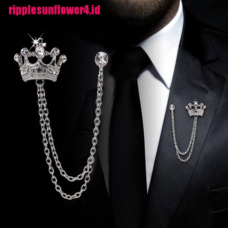 Bros Pin Bentuk Mahkota Dengan Rumbai Rantai Untuk Pria / Wanita