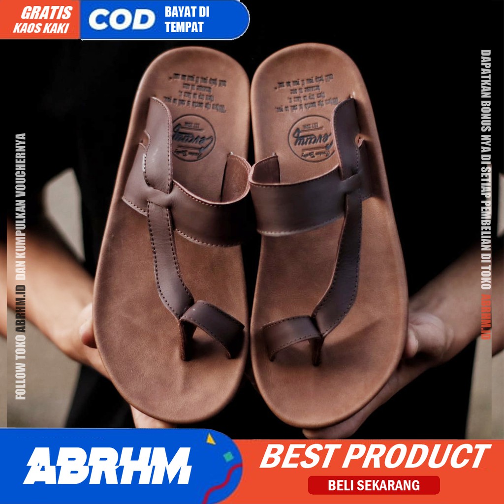 ABRHM x IMPLUSE Sandal Slide Pria Sandal Slop Pria Kulit Asli Ori Sendal Cowok / Cowo Keren Kekinian