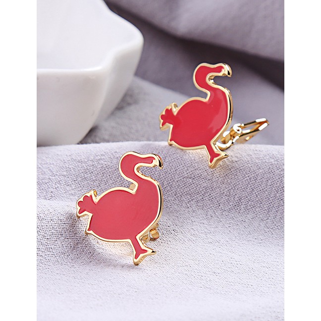 LRC Anting Jepit  Dan Tusuk Fashion Ear Clip Red Flamingo Drip Earrings F94113