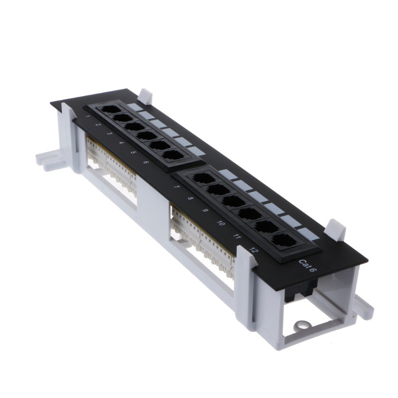 btsg 12 Port CAT6 Patch Panel RJ45 Networking Wall Mount Rack Mount Bracket