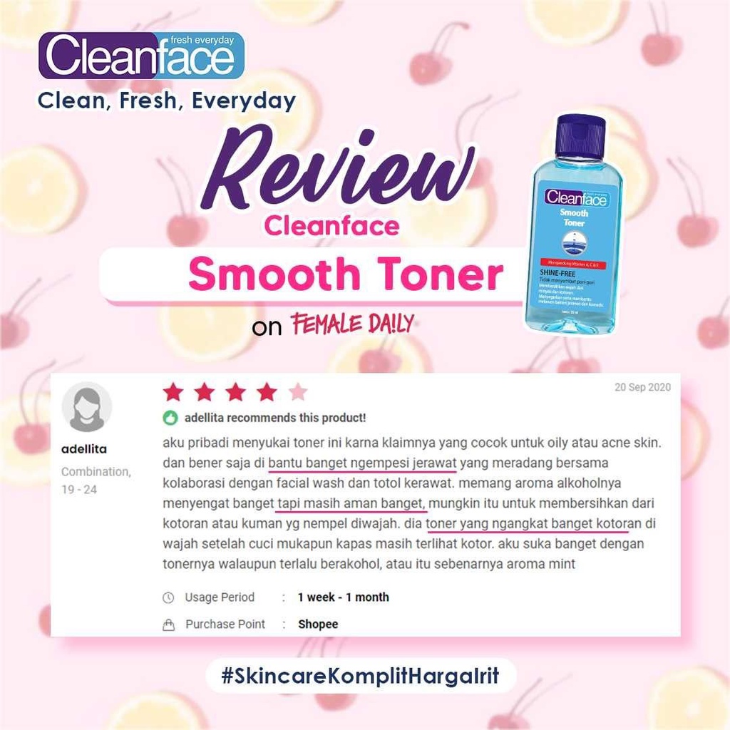 ❤ BELIA ❤ CLEAN FACE Smooth Toner | Liquid Facial Wash | Shine-Free | Non Comedogenic | Cleanface Purbasari