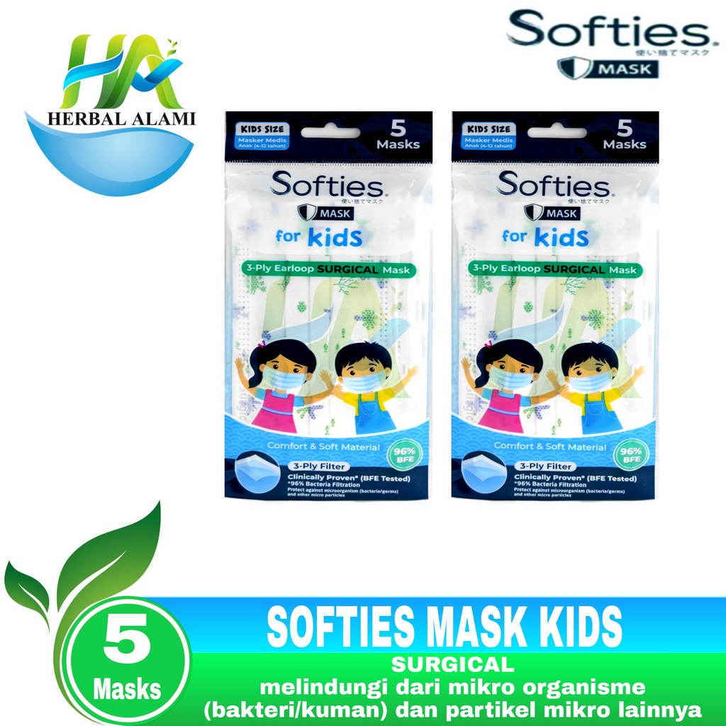 Masker anak Softies For Kids MOTIF 3 Ply Earloop Saset