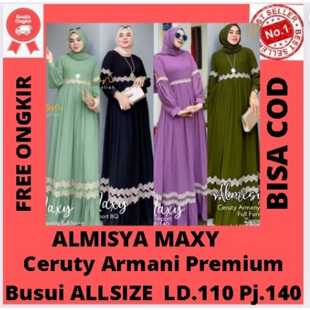 gamis wanita ALMISYA maxy dress ceruty armany busui original ld 110