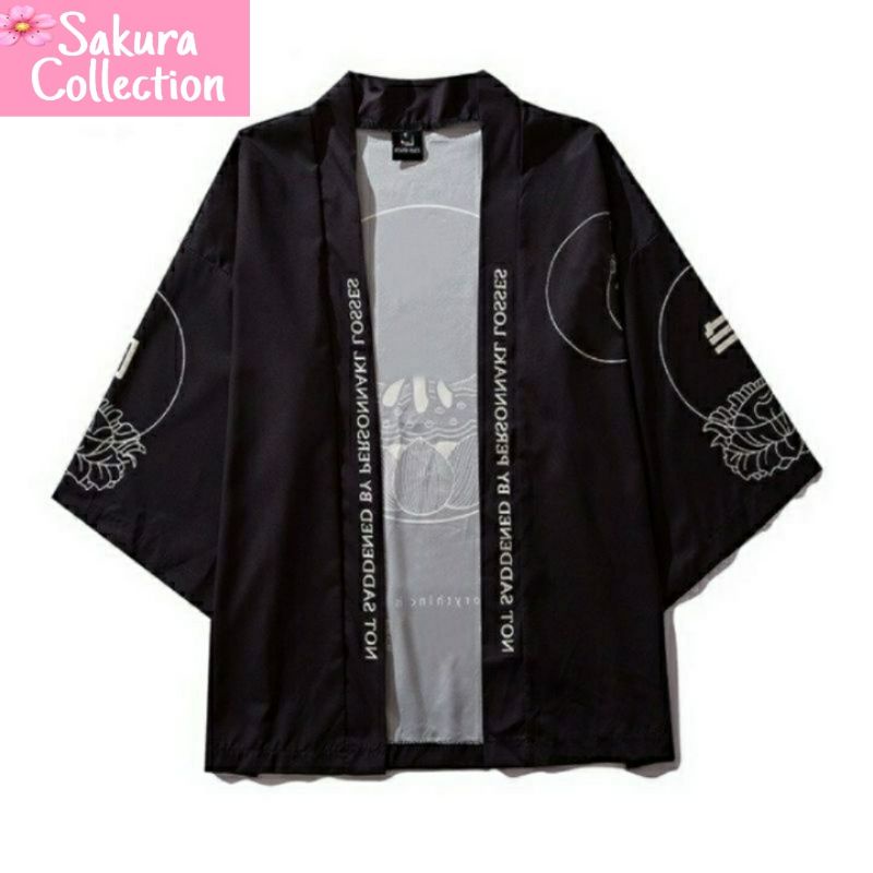 baju KIMONO Japan Style cardigan motif kanji Japanese Jepang pria wanita