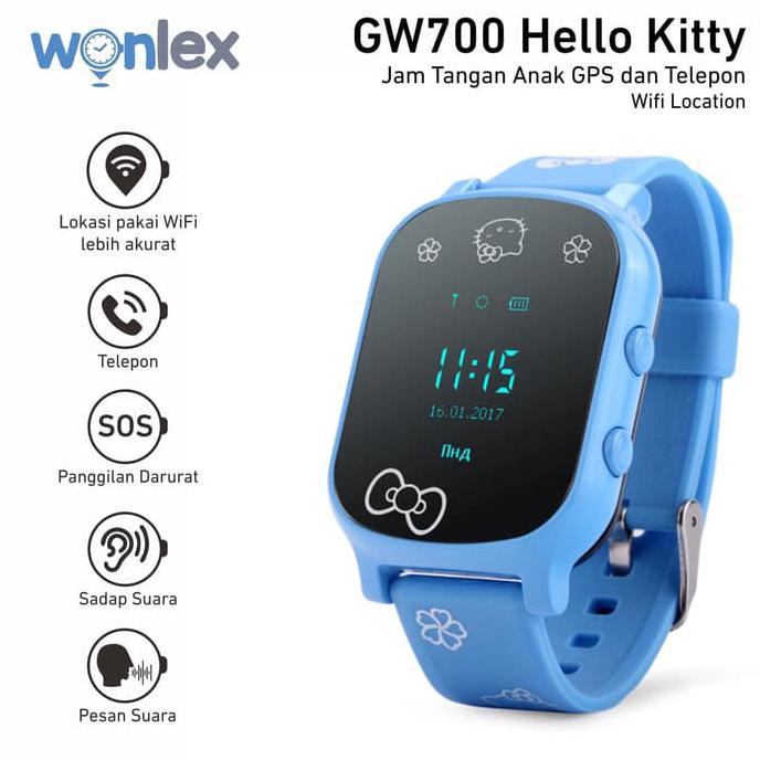 Wonlex Smart Watch Anak Wifi Location - GW700 Hello Kitty Biru