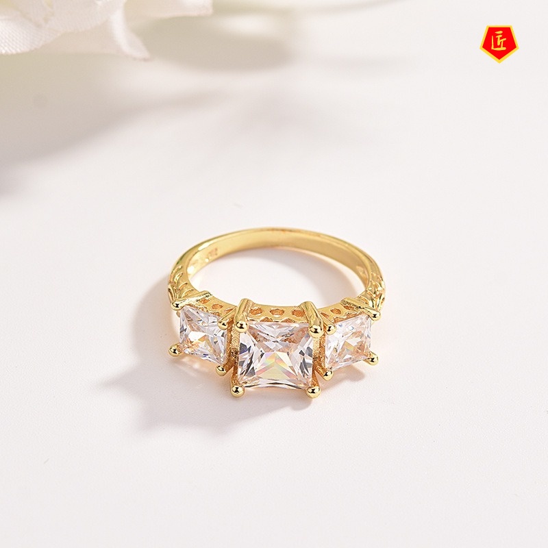 [Ready Stock]Diamond Hollow Gold Ring Korean Fashion