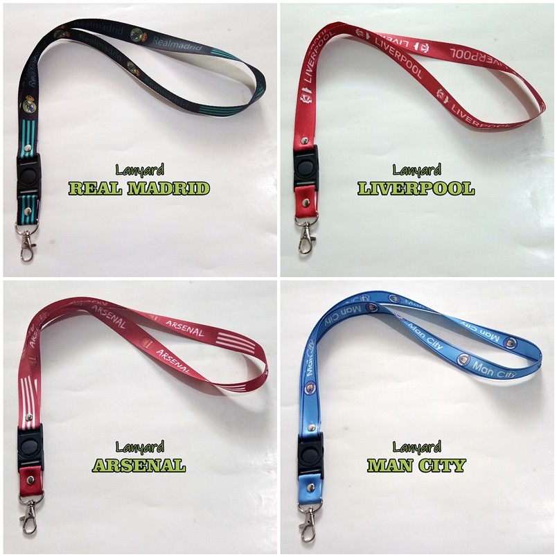 LANYARD GANTUNGAN TALI KUNCI HP ID CARD KLUB BOLA MADRID BARCA ARSENAL LIVERPOOL CHELSEA JUVE MILAN