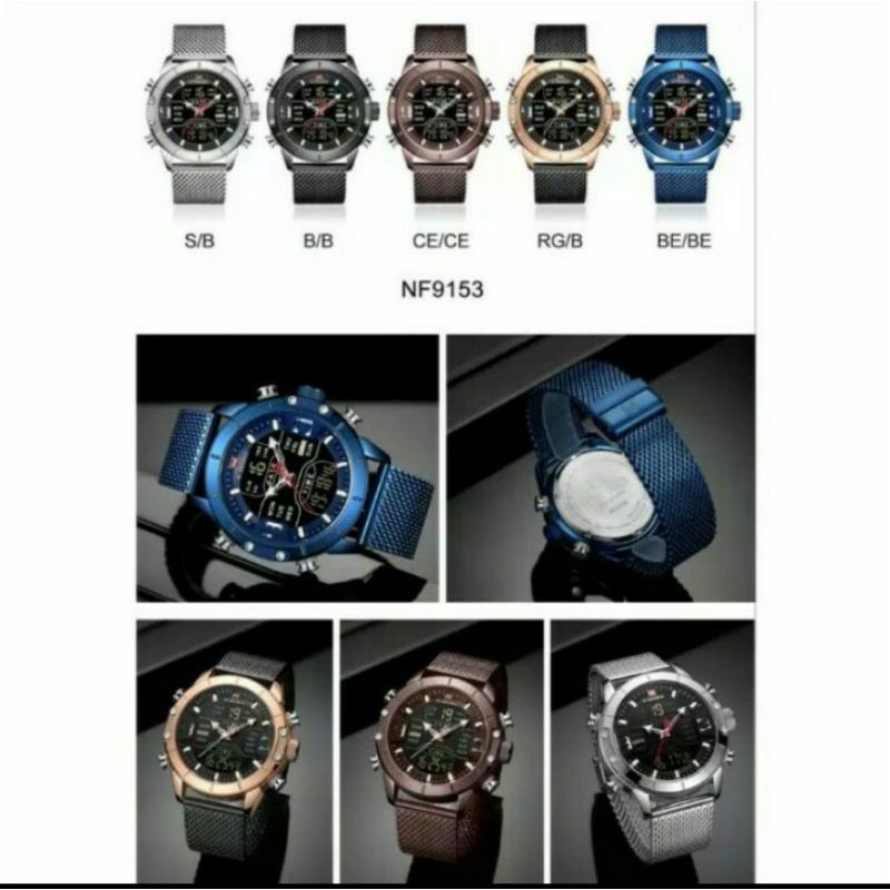 JAM TANGAN NAVIFORCE NF9153 RANTAI PASIR ORIGINAL DUAL TIME