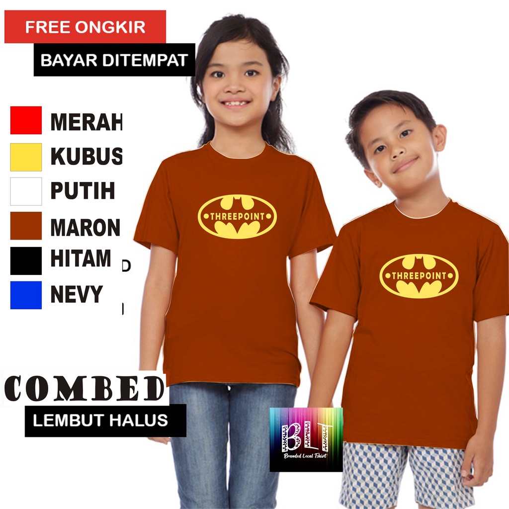 Promo Kaos Three Poin Anak Anak  Lengan Pendek Combed 30S Atasan Anak2 cowok cewek Kaos Murah kaos anak kartun kaos anak anime kaos anak murah kaos anak hits kaos viral