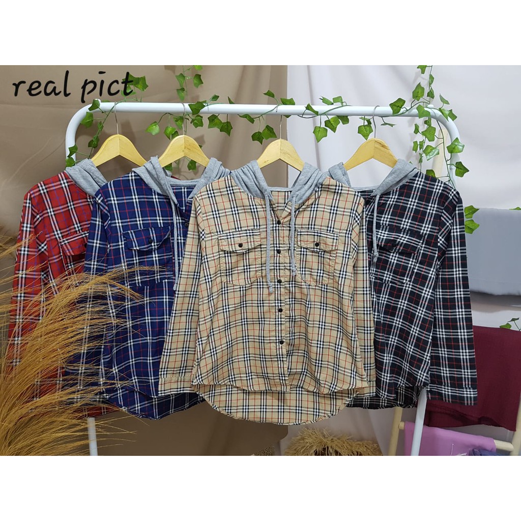 KEMEJA KOTAK BB ATASAN WANITA DENGAN HODIE/KEMEJA BASIC/KAMEJA WANITA-6
