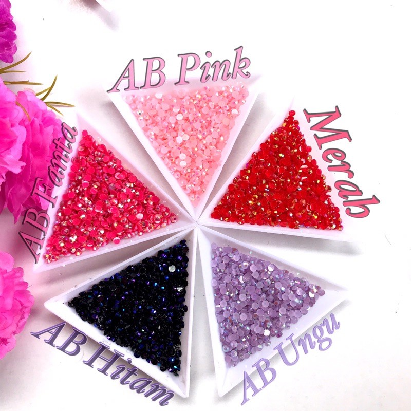 Rhinestone 3mm WARNA JELLY AB PACK BESAR 10.000pcs bahan craft henna Nailart Fake nail Kuku palsu