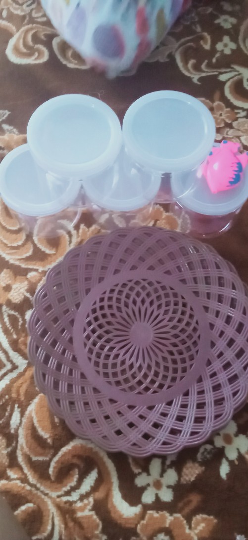 Piring Rotan Plastik 25 Cm - Coklat - Piring Anyaman - Ingke Plastik