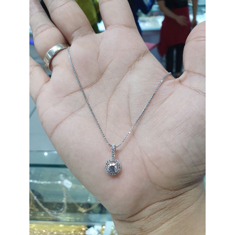 kalung emas putih italy berliontin diamond look simple dan elegan