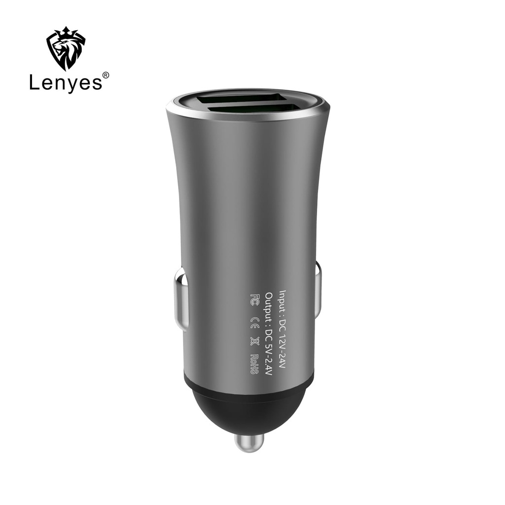 LENYES CA856 2.4a 2 USB Car Charger HP adaptor Mobil casan handphone original