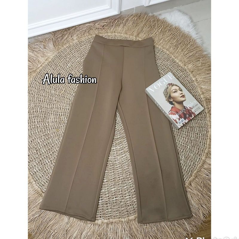 KULOT SCUBA CUBIT PREMIUM /CELANA KULOT WANITA HIGH WAIST/ Size S M L XL-Khaki