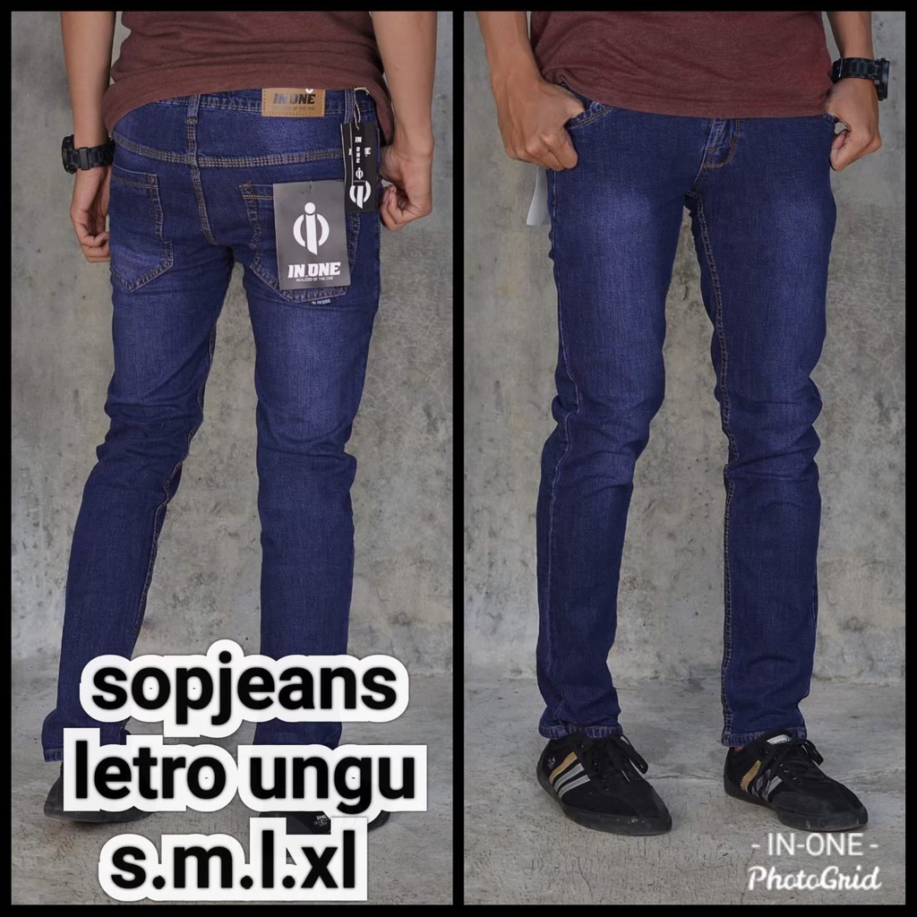 Jeans IN ONE ORIGINAL Celana jeans Panjang Pria Celana jeans warna retro ungu Seri Art INJP622