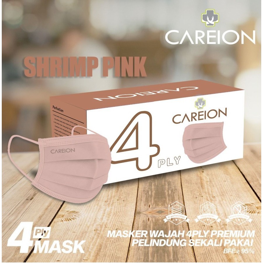 Masker 4ply CAREION Disposable Mask Face Mask 4 Ply isi 50 Pcs