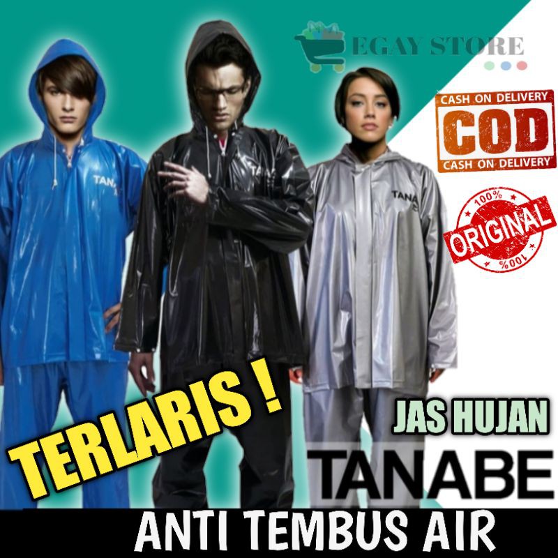 JAS HUJAN PRIA WANITA DEWASA TEBAL ELASTIS ANTI AIR SETELAN RAINCOAT WATERPROOF TANABE S1 TERBARU