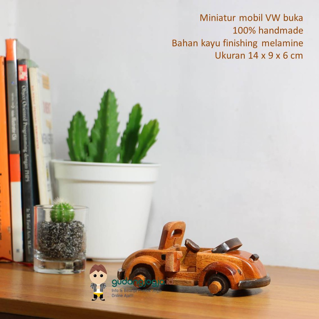 GUDANGJOGJAID. SOUVENIR MINIATUR DIECAST MOBIL VW SAFARI KAYU UKURAN 14X9X6 CM. OLEH OLEH JOGJA