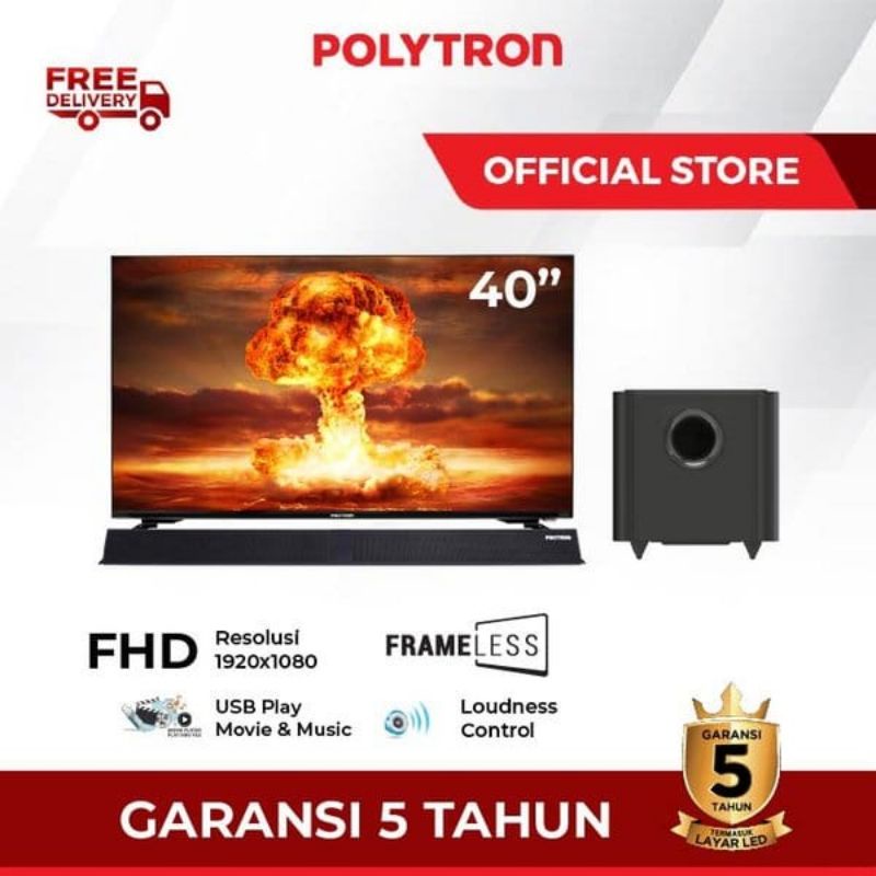 LEDTV POLYTRON SOUNDBAR 40INCH 40B1550(untuk wilayah kota cirebon)
