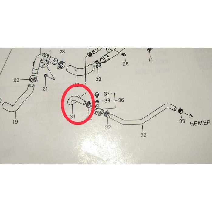 Selang Hose nomer nomor no. 2 Radiator Suzuki SX4 Neo Baleno ASLI SGP!